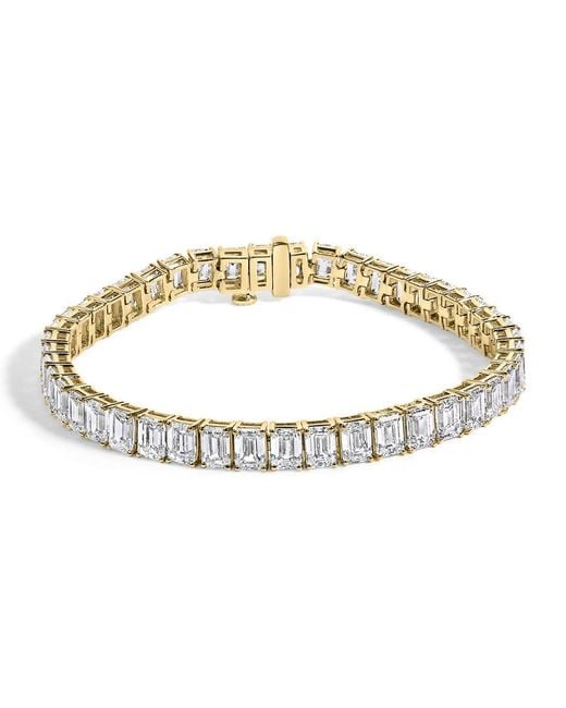 Haus of Brilliance Metallic Igi Certified 14K 18 1/2 Cttw Emerald Cut Lab Grown Diamond Tennis Bracelet