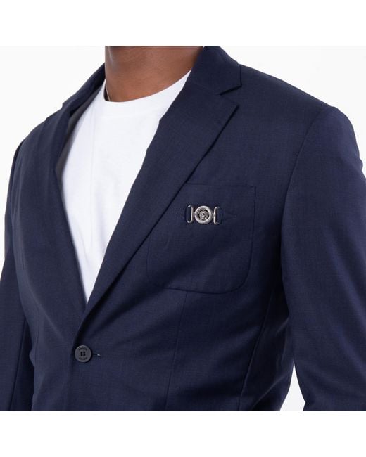Versace Blue Medusa Wool Single-Breasted Blazer, Brand Size 46 Us for men