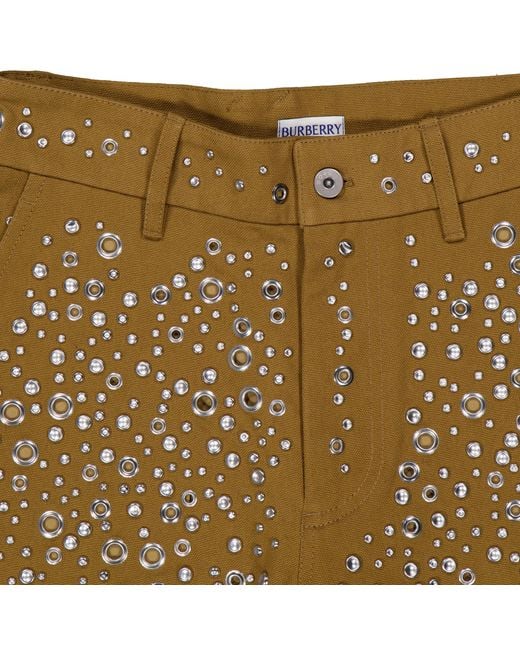 Burberry Natural Eyelet Embellished Cotton Trousers for men