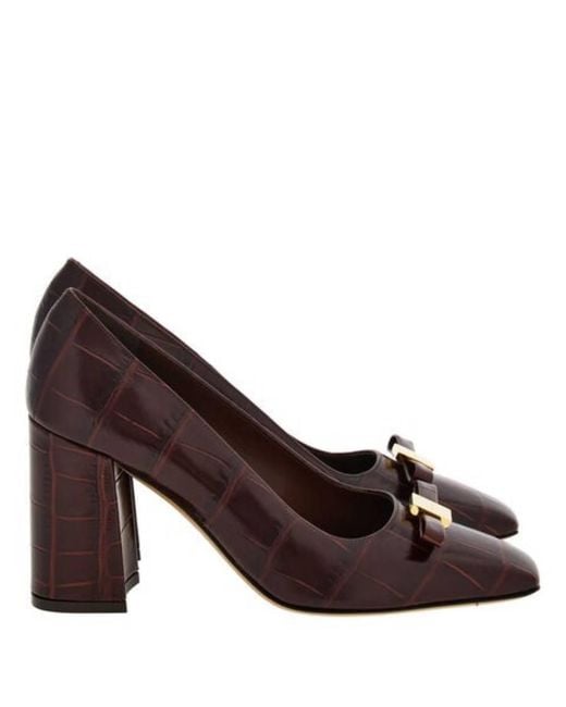 Ferragamo Brown Myra Bow Block Heel Pumps