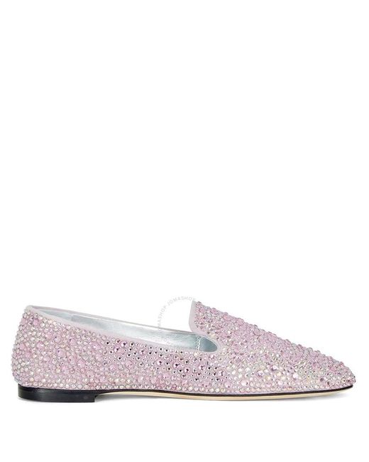 Giuseppe Zanotti Pink Lumineux Crystal-embellished Loafers