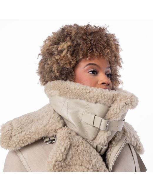Burberry Natural Shearling Buckled Collar