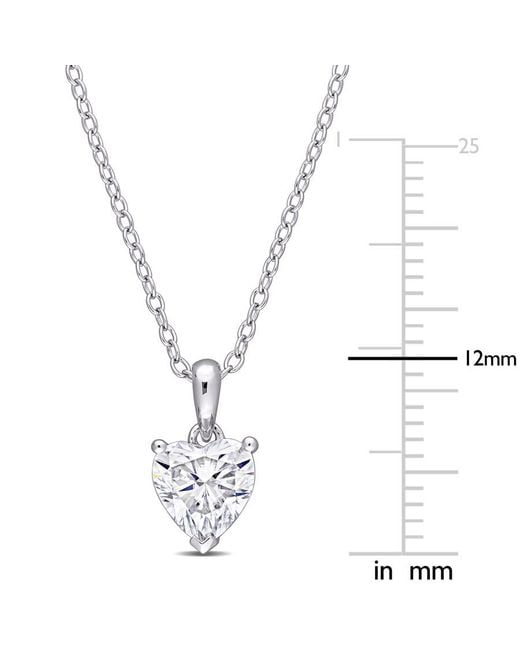 Amour Metallic 1 Ct Dew Heart Shaped Created Moissanite Solitaire Pendant With Chain