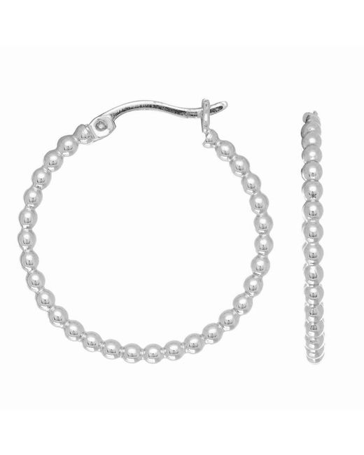Tresorra Metallic Sterling Small Bead Hoop Earrings