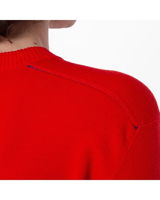 Burberry Red Casual Crew Neck Wool Sweater