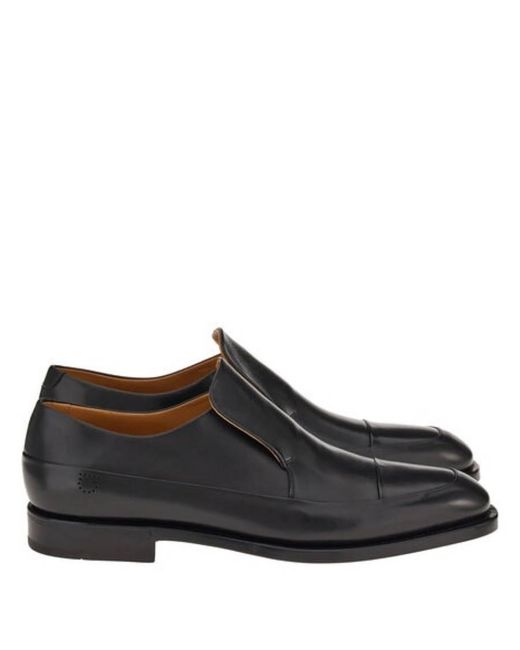 Ferragamo Black Gervasio Leather Slip-On Dress Shoes for men