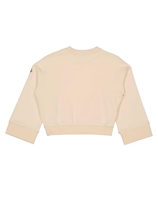 Moncler Natural Girls Long Sleeve Logo Patch Cotton Sweatshirt