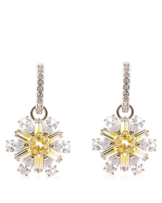Swarovski Metallic Idyllia E Pierced Earrings Mini Hoop Drop Rhodium Shiny