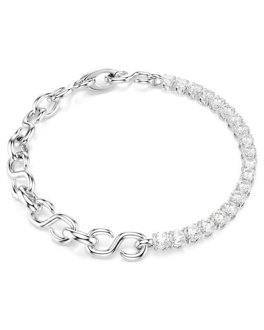 Swarovski Metallic Matrix Rhodium Plated Round Cut Bracelet for men