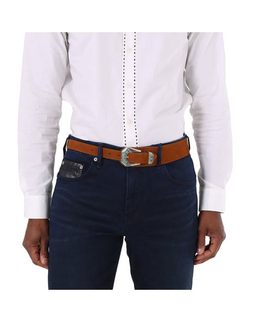 Maison Boinet White Leather Adjustable D-ring Belt for men