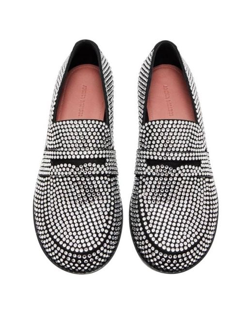 AMINA MUADDI Black Tilda Crystal Loafers, Brand Size 36 Us