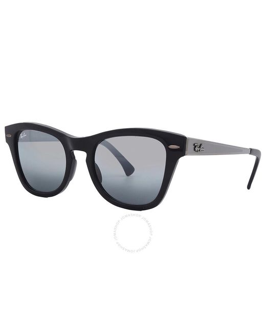 Ray-Ban Black Blue Vintage Mirror Square Sunglasses Rb0707sm 901/g6 53