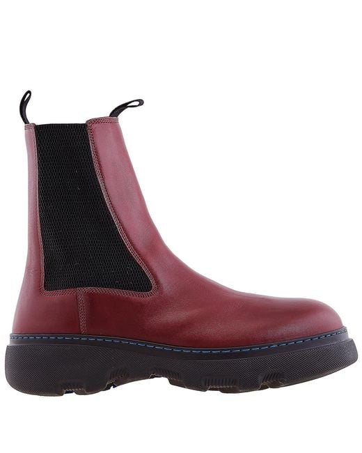 Burberry Purple Creeper Leather Chelsea Boots, Brand Size 42 Us for men