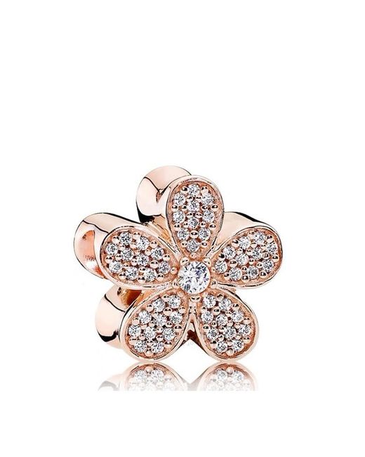 Pandora Multicolor 14k Rose Gold-plated Daisy Flower Pave Charm
