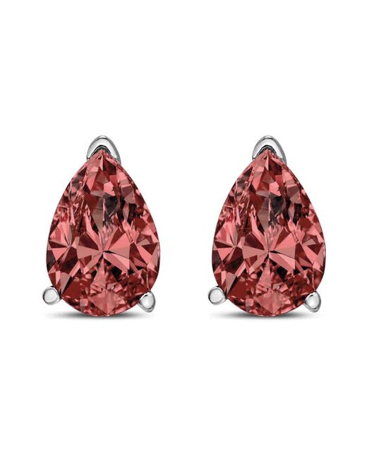 Haus of Brilliance Red 14k Gold 1/2 Cttw Lab Grown Pink Pear Diamond 3 Prong Set Martini Solitaire Stud Earrings