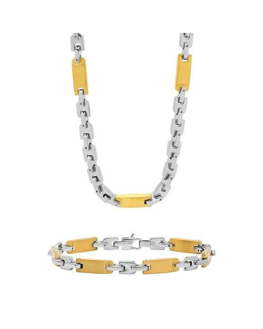 Robert Alton Metallic Two-Tone Stainless Steel Link Bracelet With Finish for men