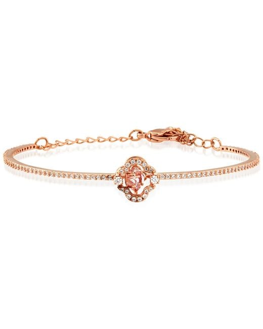 Swarovski Pink Rose- Tone Plated Sparkling Dance Clover Bangle