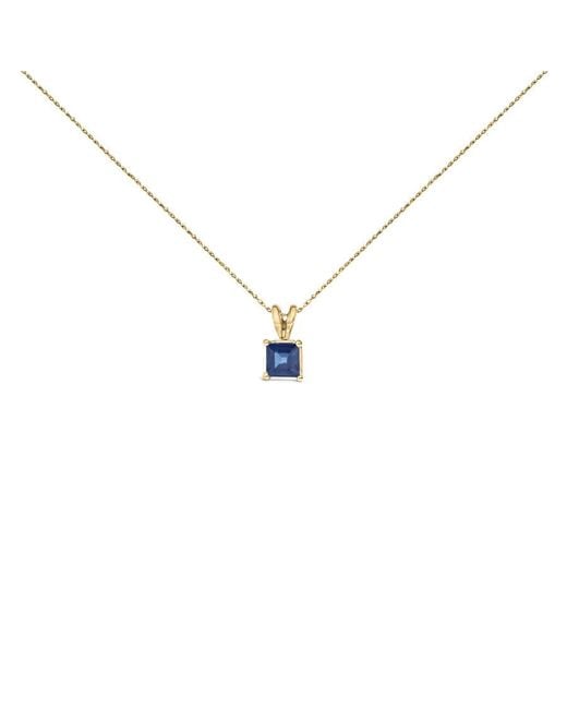 Haus of Brilliance Metallic 14K 5X5 Mm Square Shaped Sapphire Solitaire Pendant Necklace