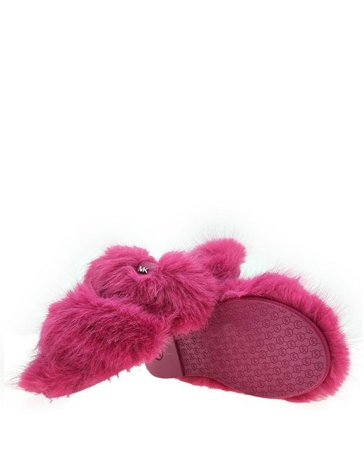 Michael Kors Pink Faux Fur Tula Slides, Brand Us