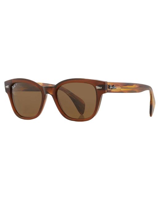 Ray-Ban Brown Polarized Square Sunglasses Rb0880s 664057 52