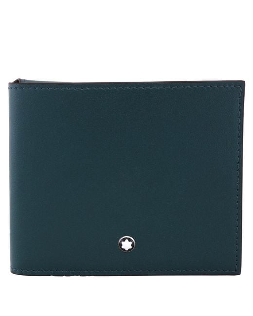 Montblanc Green Dark Pool Soft Trio 4Cc Thin Leather Wallet for men