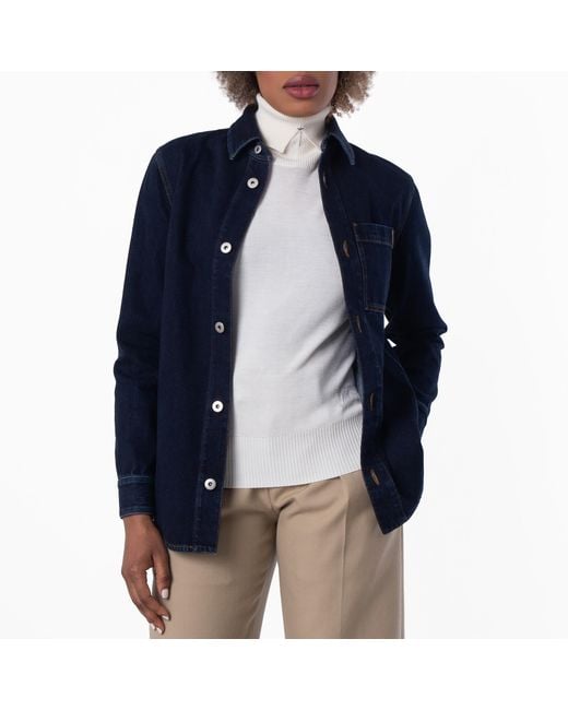Burberry Blue Regular Fit Long-Sleeved Denim Shirt, Brand Size 4 Us