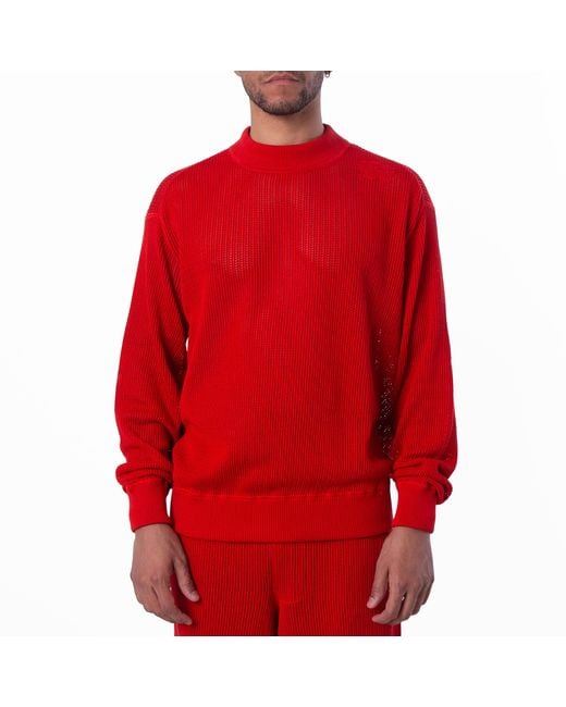 Burberry Red Ekd Silk Cotton Mesh Sweater for men