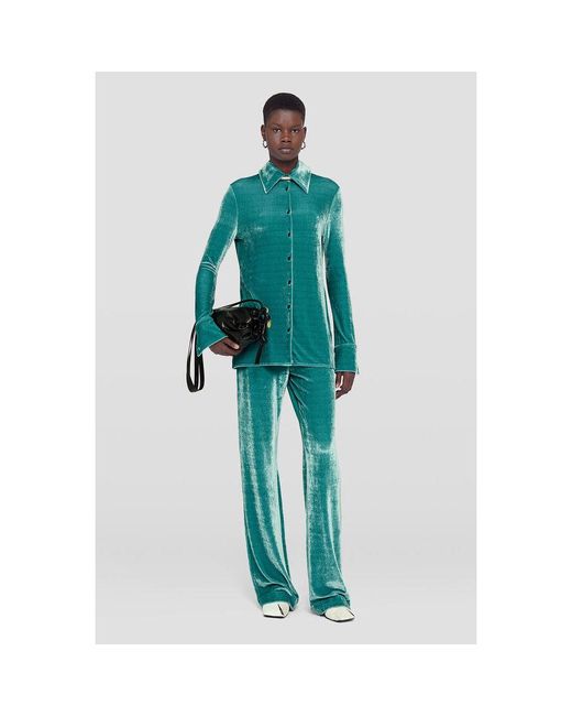 Jil Sander Green Velvet Wide Leg Trousers