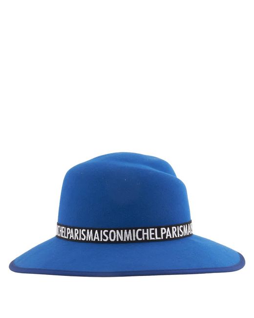 Maison Michel Blue Virginie Felt Fedora Hat