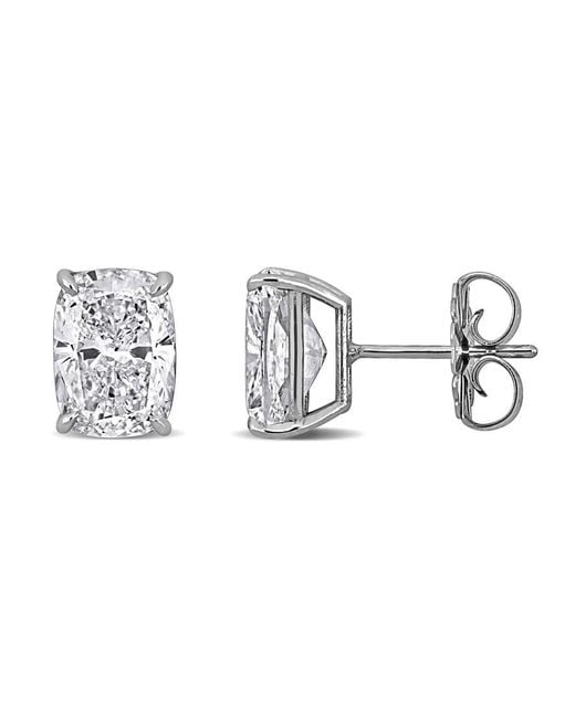 Created Forever Metallic 4Ct Tw Cushion-Cut Lab-Grown Diamond Solitaire Stud Earrings