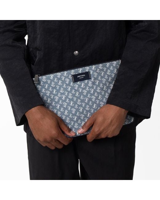 Jimmy Choo Blue Derek-N Jc Monogram Denim Clutch for men