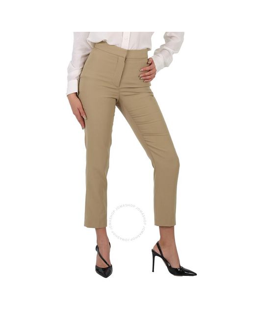 Burberry Natural Tailored Tapered Wool Trousers