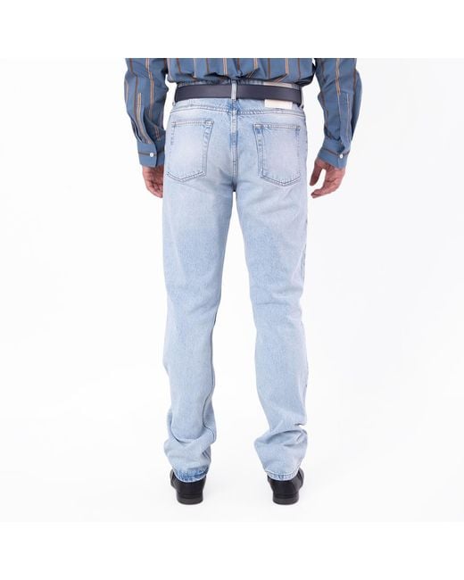 AMI Blue Classic Fit Bleached Denim Jeans, Waist for men