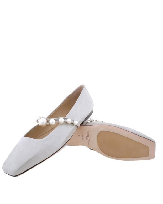 Jimmy Choo White Ade Pearl Embellished Flats, Brand Size 34 Us Size 4