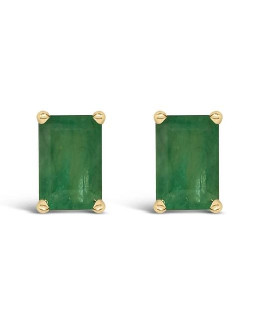 Haus of Brilliance Green 14K 6X4Mm Emerald Shaped Emerald Solitaire Stud Earrings