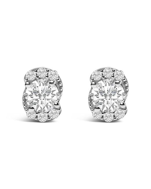 Haus of Brilliance Metallic Sterling 5/8 Cttw Lab Grown Diamond Oval Cluster Stud Earrings