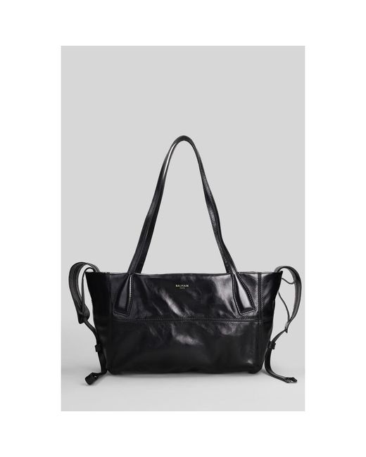 Balmain Black Track Zip Small Tote