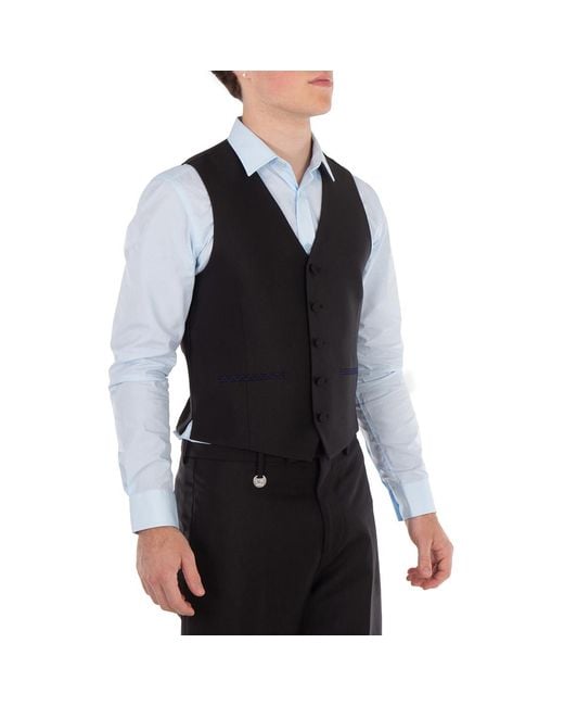 Burberry Blue Wool-Silk Blend Waistcoat, Brand Size 46 Us for men