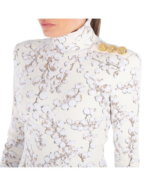 Balmain White Redcurrant Jacquard Knit Short Dress, Brand Size 36 (Us