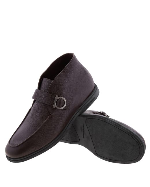 Ferragamo Brown Gancini Buckle Desert Boots for men