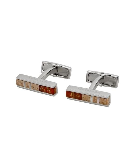 Montblanc Metallic Deco Cuff Links With Wood And Amber Inlays 111333 for men