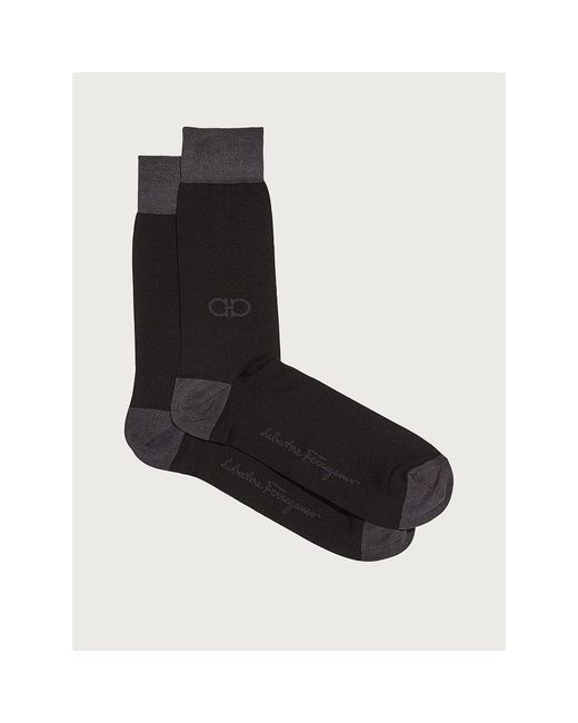 Ferragamo Black Contrast Cuff Socks for men