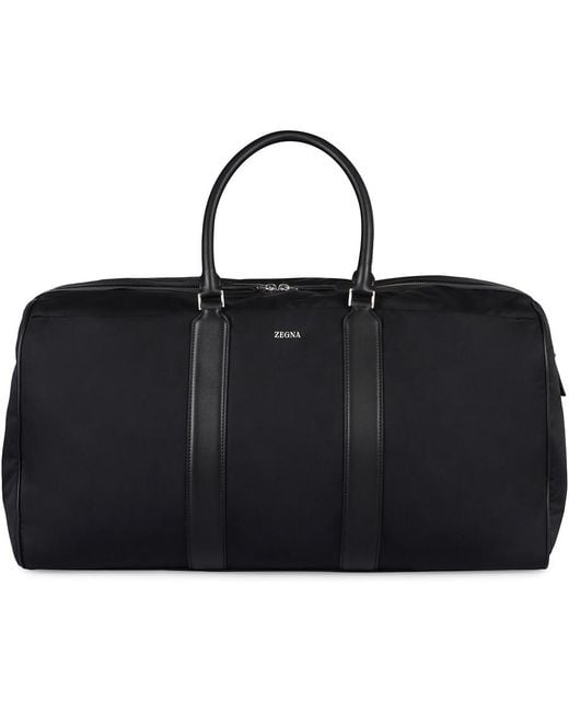 Zegna Black Holdall Nylon Travel Bag for men