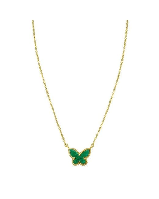 Tresorra Metallic 14K Primavera Malachite Butterfly Necklace