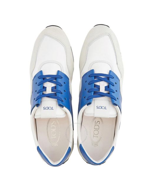 Tod's Blue Deconstructed Sports Leather And Suede Sneakers for men