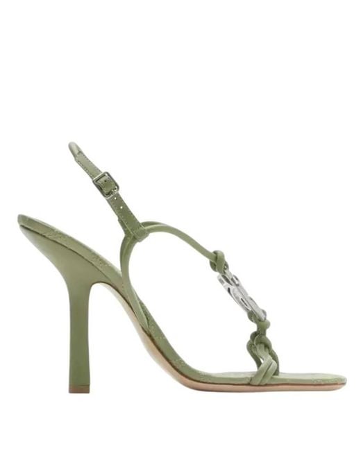 Burberry Metallic Ronda 105 Leather Sandals, Brand Size 35 Us