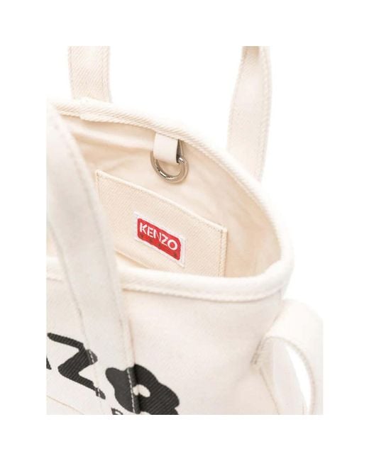 KENZO White Boke Flower Logo Tote Bag