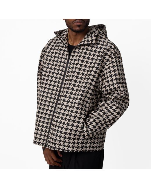 Burberry Black Houndstooth Relaxed Fit Hooded Jacket for men