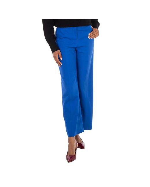 Burberry Women's Blue Laurel Wide-Leg Wool Pants, Brand Size Us