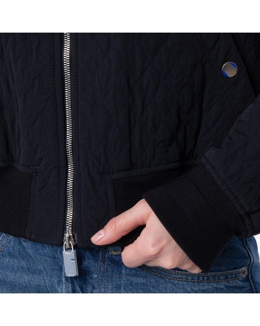 Burberry Blue Cropped Quilted Bomber Jacket